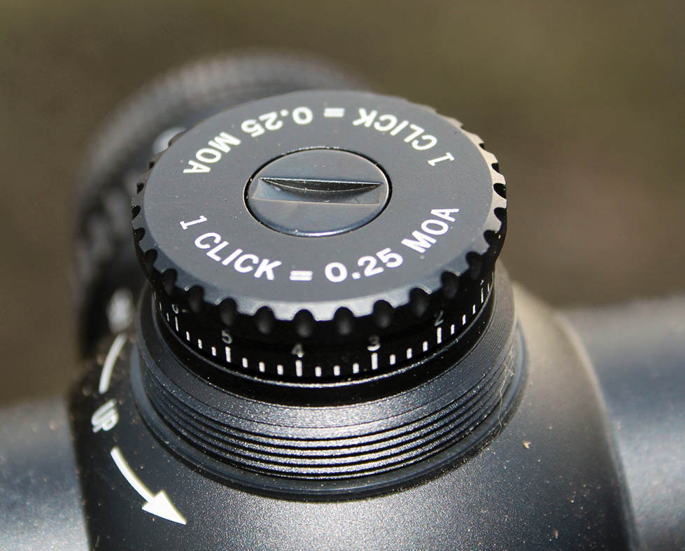 The riflescope includes audible and tactile  .25-MOA movements that most shooters are  familiar with. Movement was positive, with a just-right tension.